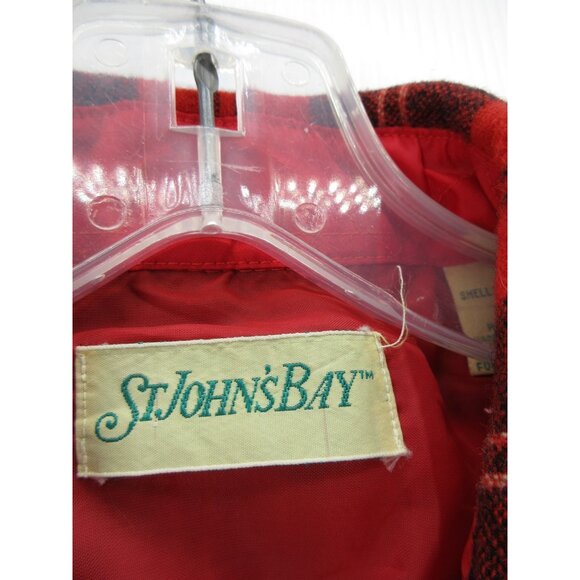 VINTAGE St Johns Bay Shirt Large Virgin Wool Flannel Plaid Button Up 90s - Picture 9 of 11